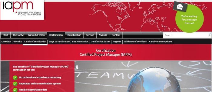 IAPM - project management certification